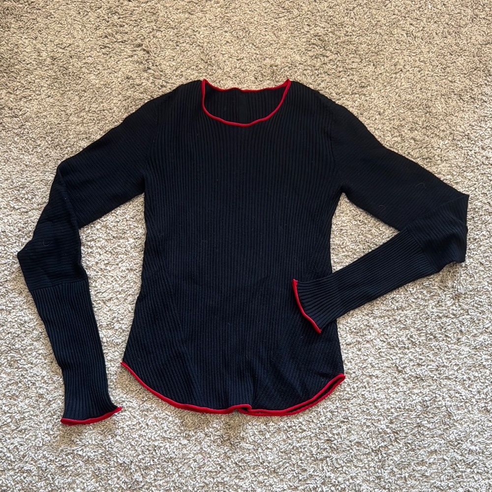 Rag & Bone Black Top with Red Trim